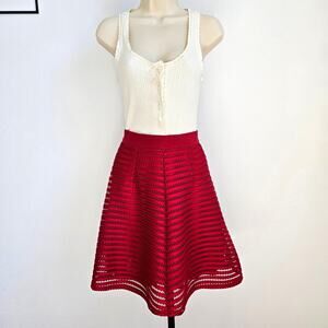H&M A-Line Bright Deep Red Mid Thigh Skirt Size XS, Extra Small
